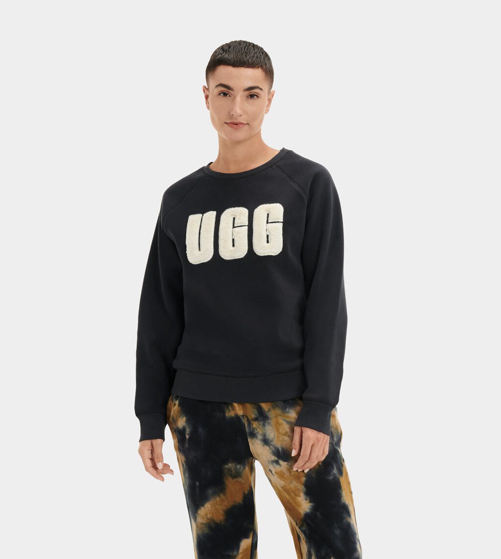 Ugg Sweatshirts Canada - Ugg Women's Madeline Fuzzy Logo Crewneck Black